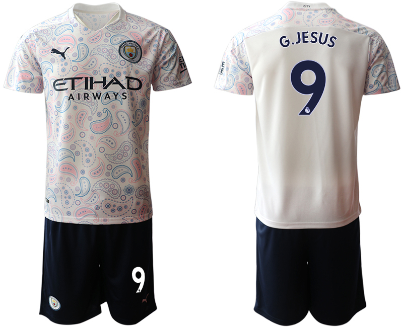 Men 2020-2021 club Manchester City away #9 white Soccer Jerseys